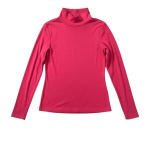 Croft & Barrow Top M Cotton Pink Casual Layering Modest Minimalist Mock Neck